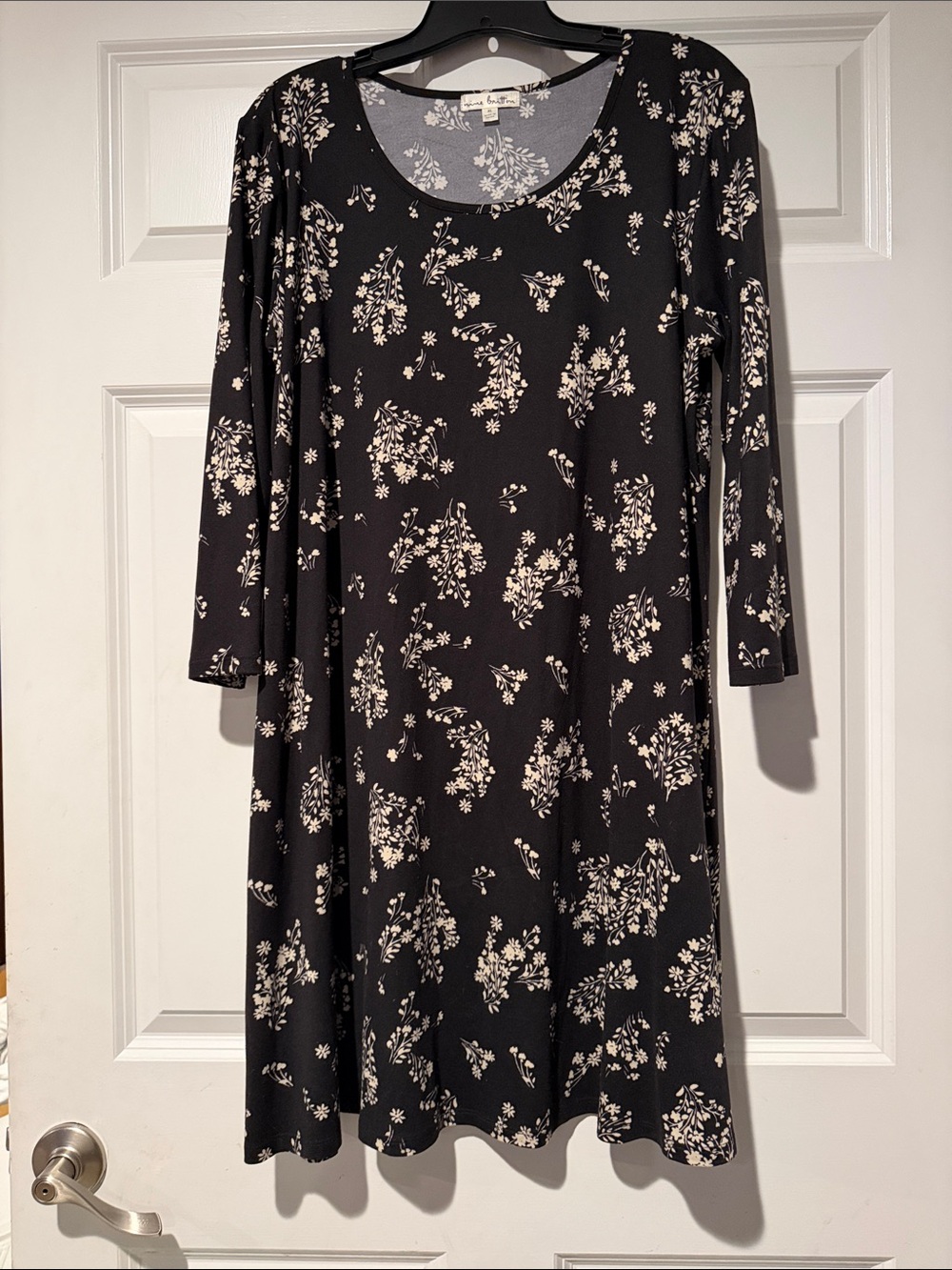 nine britton Black Floral Long-Sleeve Swing Dress from Stitch Fix